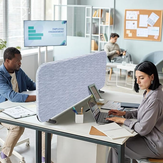 DECOLAB Freestanding Desk Divider, Portable Table Privacy Partition for Office, Home, Countertop, Shared Workspace, Study, Anti-Scratch, 48 x 18 Inch, Birch