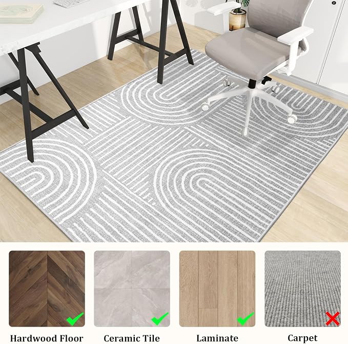 Office Chair Mat for Hardwood Floor, 72"x48" Easy Glide Computer Desk Mat Protector for Rolling Chair Under Desk Rug Nonslip Backing, Machine Wash, (Modern)