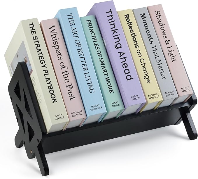 Bunkal Bamboo Desktop Bookshelf & Book Stand for Small Spaces – Tilted Desk Bookshelf Organizer for Cookbook Storage, Home Office, Dorm & Nightstand – 16x9x9in, Solid Bamboo, Easy Assembly