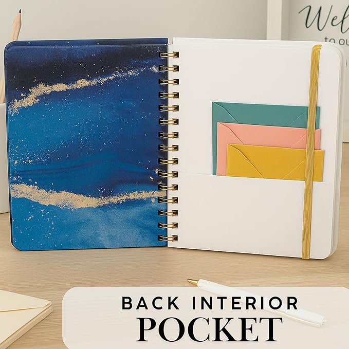 Paper 'n Such To Do Spiral Simplified Planner- Undated Daily Planner, Hardcover Notebook, College Essentials, Task Organizer Agenda Pad for Work, Notes and CheckList- Dark Blue