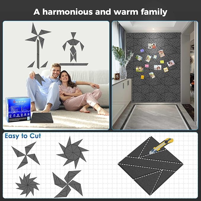 12 Pack Self-Adhesive Soundproof Wall Panels, 12 x 12 x 0.47 in Sound Proof Foam Panels for Walls, 1.2lb/ft³ High Density, Thicker 0.47in, Acoustic Panels, Noise Dampening Panels Studio White