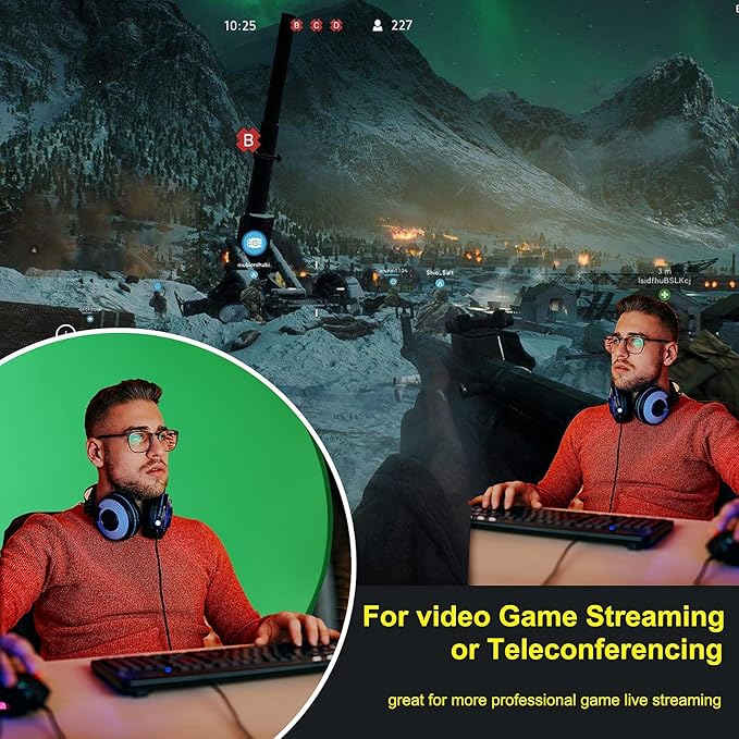 Portable Green Screen Backdrop (56''), Collapsible Webcam Background for Chair, Chroma Key for Home Office Video Conferencing