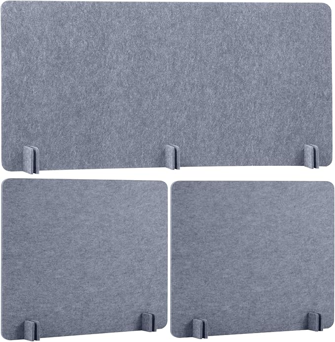 Buryeah 3 Pcs Desk Divider Desk Partition 23.6 x 47.2, 23.6 x 23.6 Stand up Freestanding Cubicle Privacy Panel Reducing Noise Visual Distraction Divider for Office Home School(Gray)