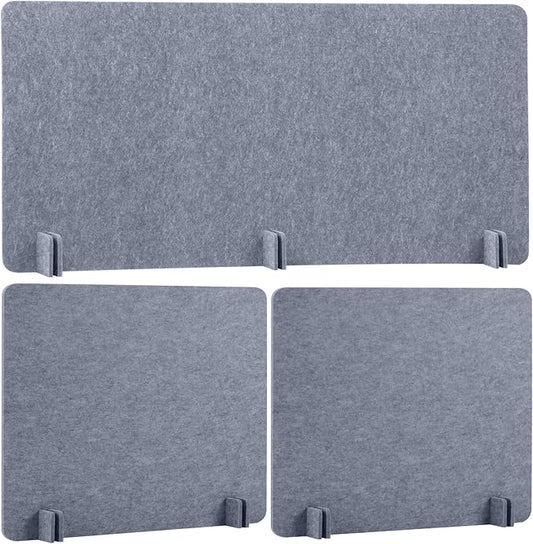 Buryeah 3 Pcs Desk Divider Desk Partition 23.6 x 47.2, 23.6 x 23.6 Stand up Freestanding Cubicle Privacy Panel Reducing Noise Visual Distraction Divider for Office Home School(Gray)