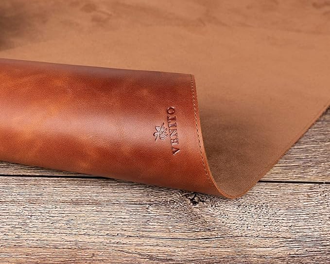 Venito Premium Leather Desk Mat (31.5 X 14.6 inch) - Medium Mouse Mat for Home Office Accessories (Antique Brown)