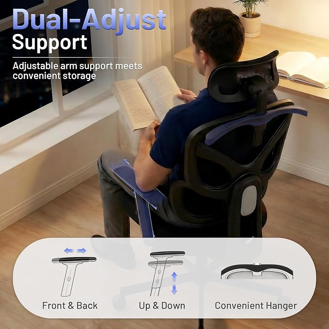 AreShark Ergonomic Office Chair - High Back Breathable Mesh Desk Chair with Lumbar Support & Adjustable Headrest - Rolling Swivel Reclining Comfy Computer Gaming Chair with 2D Armrests for Home Office