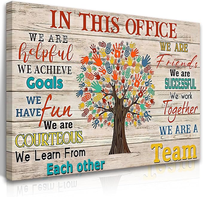 HDXUFJQ Office Inspirational Wall Art In This Office Canvas Wall Decor Team Rules Motivation Positive Quotes Pictures Prints Teamwork Painting for Home Office Ready to hang(24"x36")