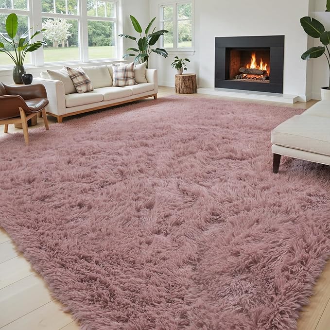 Rugs for Living Room 6x9, Alfombras para Salas Shag Large Plush Soft Area Rug, Shaggy Carpets for Bedroom,Home Decor Aesthetic(Blush, 6 x 9)