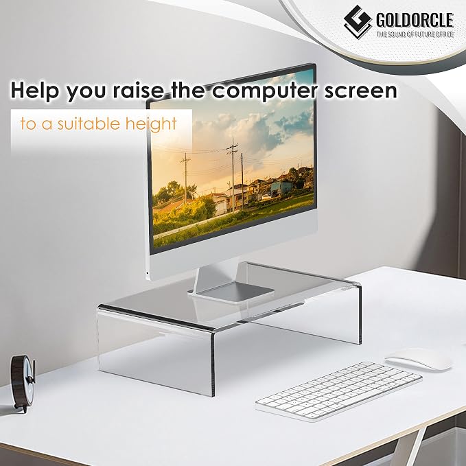 Acrylic Monitor Stand Riser Clear Computer Monitor Stand (Small) | Acrylic Monitor Stand Riser Clear Computer Monitor Stand