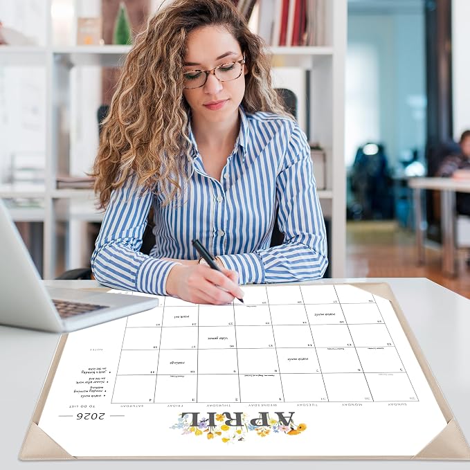 Desk Calendar 2026-2027 - 18 Month Desktop Calendars (Jan 2026–Jun 2027),Large 22x17 Monthly Calendar with Home & Office Floral Desk Pad Calendars (Apricot, 22 * 17)