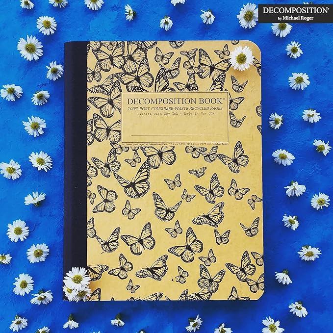 Decomposition Monarch Migration College Ruled Composition Notebook - 9.75 x 7.5 Journal with 160 Lined Pages - Cute Notebooks for School Supplies, Home & Office - 100% Recycled Paper - Made in USA