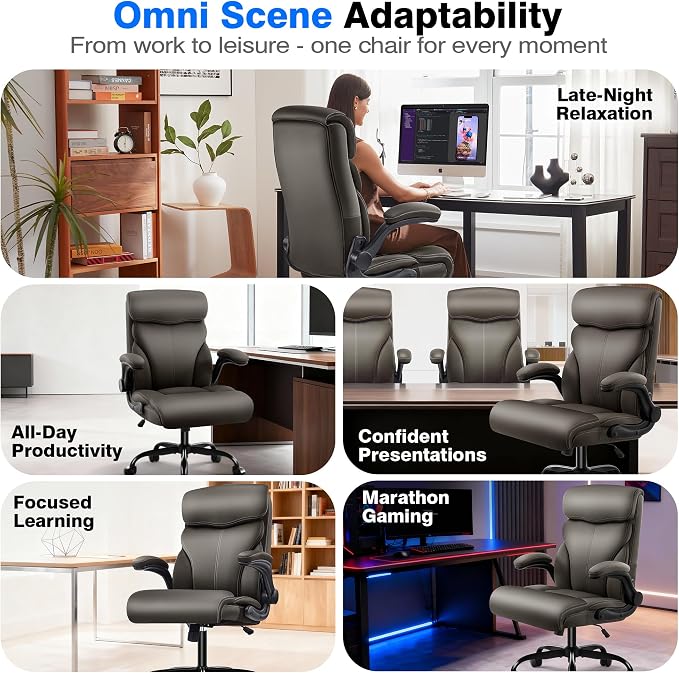 AreShark Leather Office Chair - Executive High Back Ergonomic Desk Chairs | Breathable Computer Chair with Lumbar Support & Rock Function, Rolling Swivel Seat for Working, Studying, Gaming & Relaxing