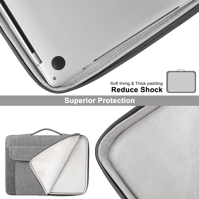 DOMISO 15.6-16 Inch Laptop Sleeve Case,Water-resistant Laptop Protective Case for MacBook Pro16,Dell XPS 16,Lenovo,HP, ASUS, Acer,Gray