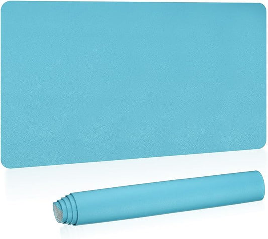 PATIKIL Desk Mat, 35"x17" Non-Slip Waterproof PU Leather Desk Pad for Office & Home, Blue