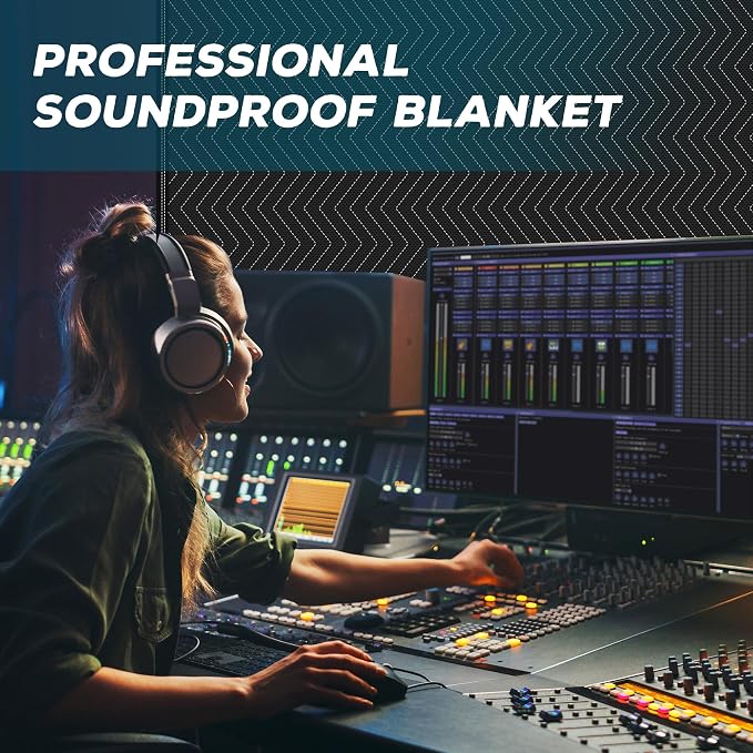 2 PCS Large Sound Dampening Blanket,96" x 80" Sound Absorbing Studio,Noise Cancelling Studio Acoustic Blanket/Light Blocker/Moving Curtain