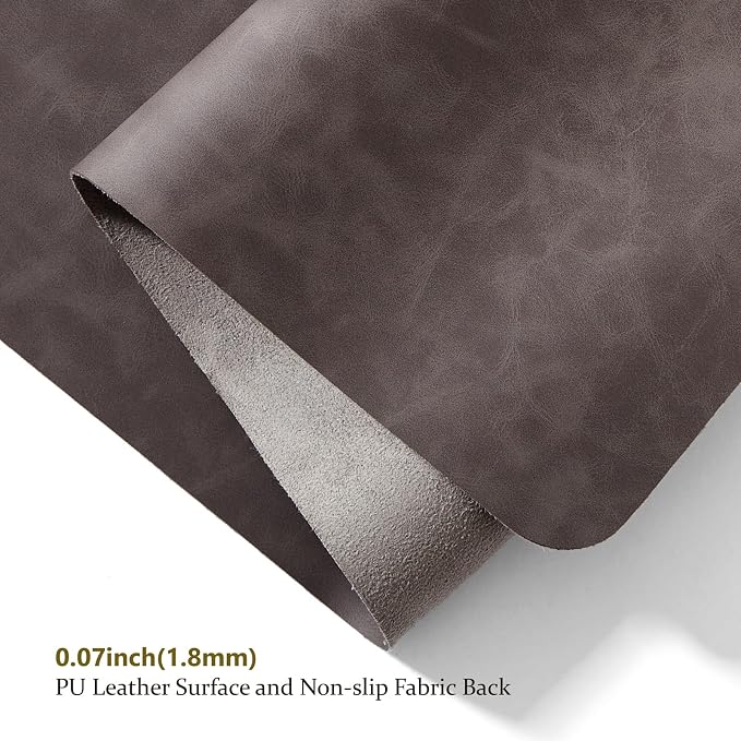 Distressed Leather Desk Mat - Non-Slip PU Desk Pad for Office and Home - Desk Organization and Accessories - Ideal for Large Mouse Pad and Desk Mats on Top of Desks(Slate Gray,47.2"x 17")