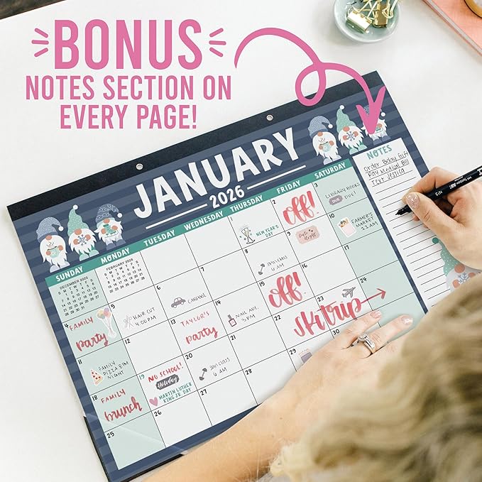 Hadley Designs Large Teacher Desk Calendar 2026-2027 - Desktop Calendar 2026, 18-Month Desk Calendars for Home, Office & Classroom, Cute Classroom Must Haves, Back to School Teacher Gifts