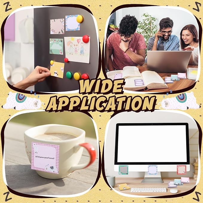 9 Pads Cute Sticky Notes Cartoon Self Stick Notepads 3x3 Inches Notes Adhesive Memo Pad Office Decor Gifts for Students School Teacher Office Meeting(Alpaca)