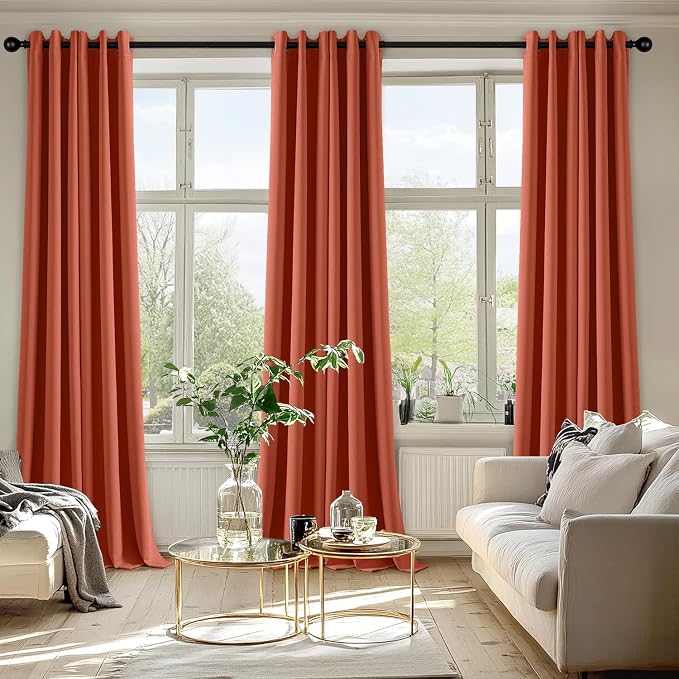 MIULEE Blackout Curtains for Bedroom Living Room 2 Panels, Thermal Insulated Room Darkening Drapes Grommet Noise Reducing Light Blocking Window Treatments 96 Inches Long 40x96 Inch Burnt Orange