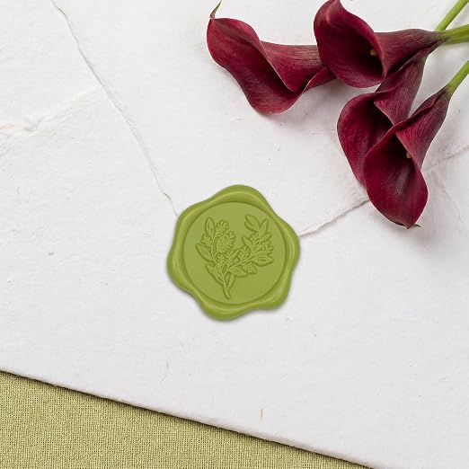 UNIQOOO Wax Seal Stickers - Eucalyptus Wedding Invitation Envelope Seal Sticker, 50 Pcs Self- Adhesive Chartreuse Green Stickers, Perfect for Invitation, Christmas, Gift Wrapping, Party