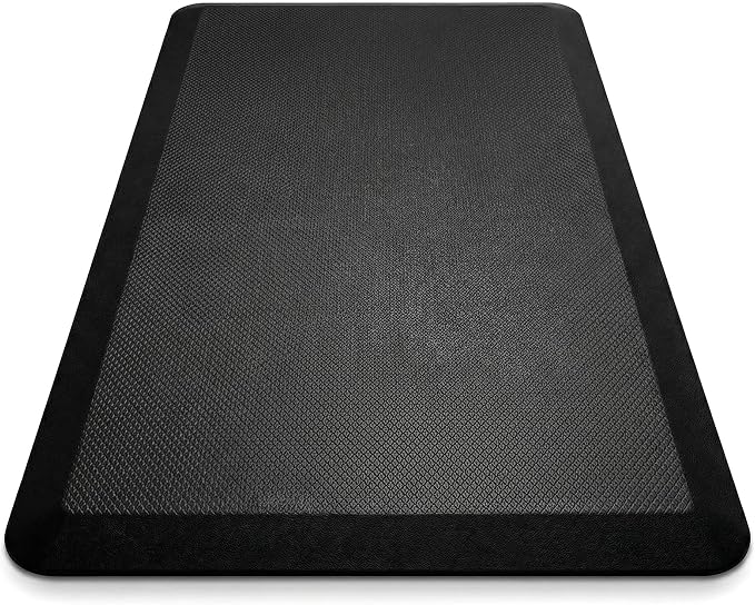 Anti Fatigue Floor Mat - 3/4 Inch Thick Kitchen Rug for Floor, Standing Desk Mat - Comfort at Home, Office, Garage - Non Slip Bottom, Durable and Stain Resistant (Black, 20" x 39")