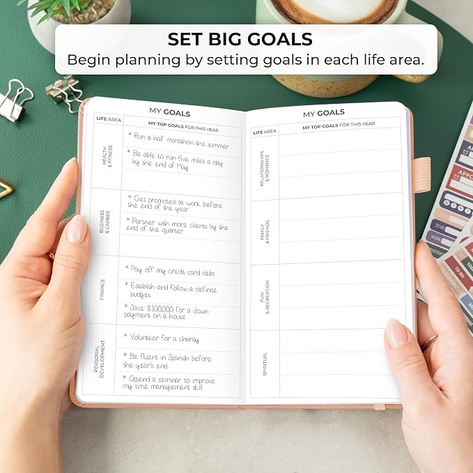 Clever Fox Pocket Planner Weekly – Undated Monthly Goal Planner and Calendar, Mini Planner Perfect for Purse, 3.7x6.7" (Rose Gold)