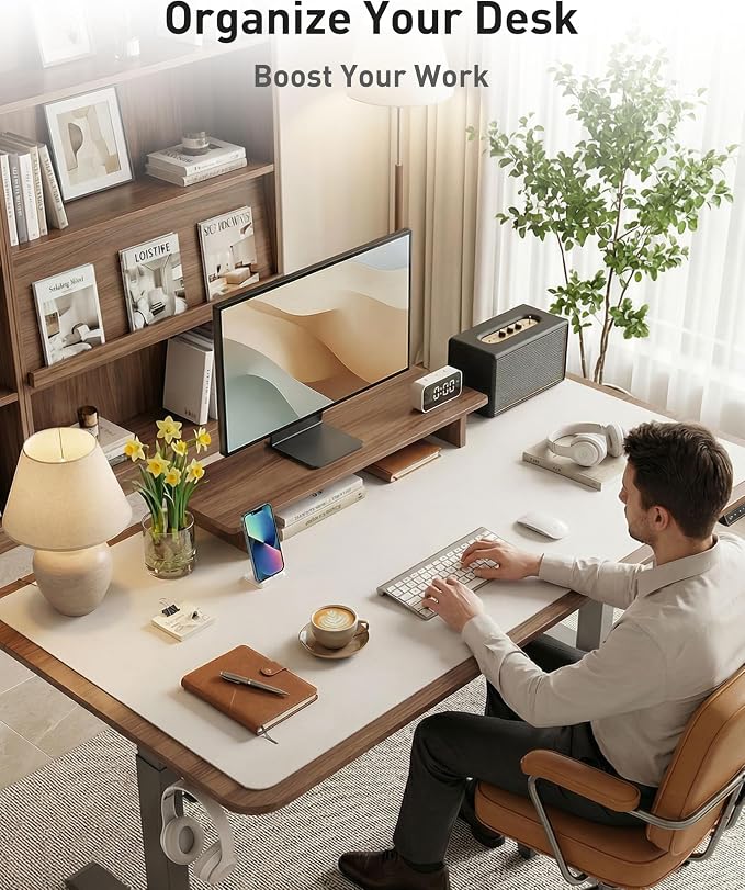 Aothia Faux Leather Desk Mat - Large Mouse Pad, Non-Slip PU Leather Blotter, Waterproof Writing Surface for Office and Home (Pale Lavender White, 40" x 24")