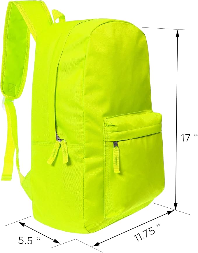 Moda West 17 Inch Bulk Backpacks with School Supplies Kits - Pens, Pencils, Crayons - Case of 12 Wholesale Backpacks Assorted Colors