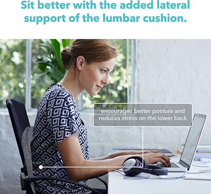 Cubii Cushii Back Support Cushion for Back and Lower Back Relief Universal Fit for Desk, Office, Kitchen Chairs, Couch Cushions with Advanced Lumbar Support