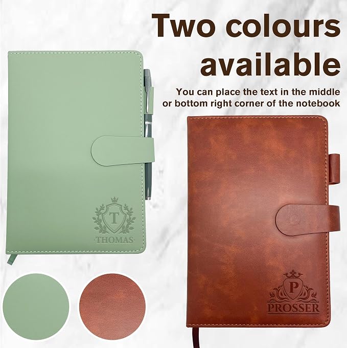 Personalized Notebook with Gifts Box and Pen, Monogrammed Leather Journal, Custom Gifts for Women, Men, Engraved Journals To Write In, Birthday, Graduation, Father’s Day, Corporate, Business Gift