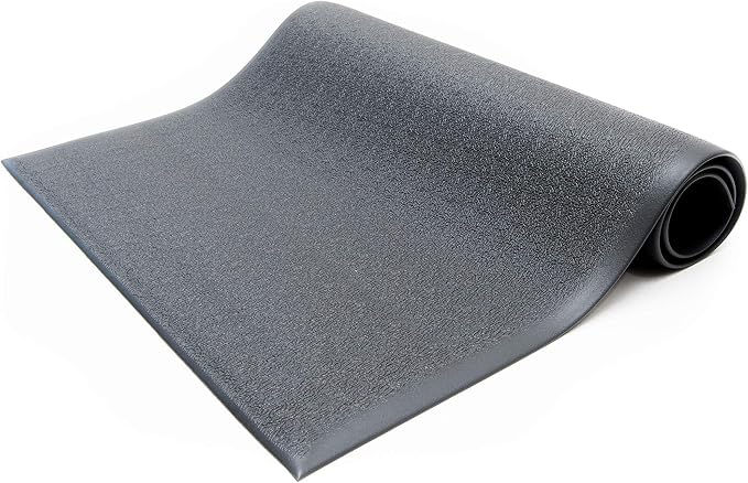 Bertech Anti-Fatigue Floor Mat, 2 Feet x 3 Feet x 3/8 Inch Thick, Textured Pattern Top, Bevelled on All Sides, Black, Made in USA