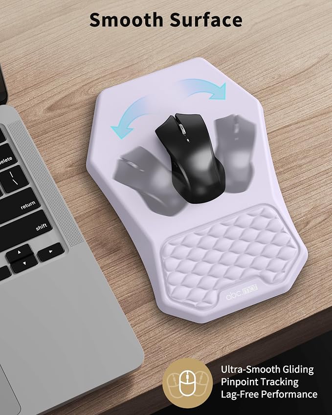 Ergonomic Mouse Pad and Keyboard Wrist Rest Support Set, Massage Design Mousepad for Carpal Tunnel Pain Relief, Memory Foam, Non-Slip PU Base for Computer Desk, Purple