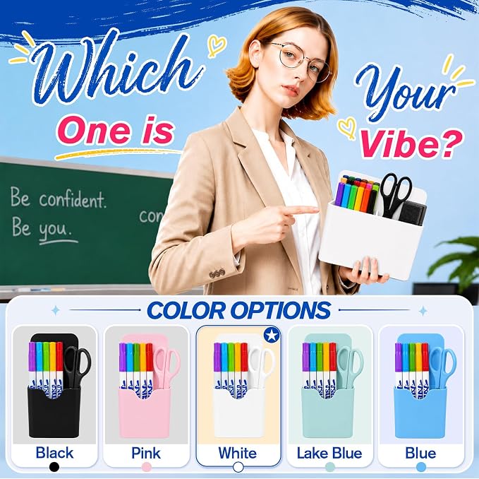 Grtard Magnetic Pen Holder, 4 Pack Magnetic Marker Holder for Whiteboard, Magnetic Dry Erase Marker Holder, Magnetic Pen Holder for Refrigerator, Magnetic Pencil Holder, Magnet Locker Organizer