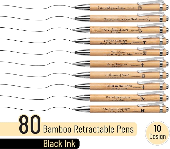 Mr. Pen- Bible Verse Pens Bulk, 80 Pack, Black Ink | Christian Pens for Women Men