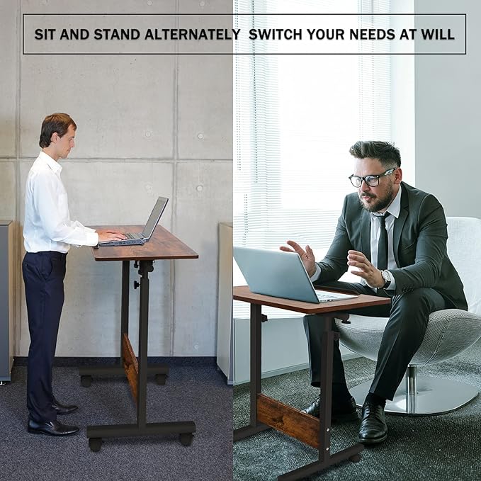 KOUPA Height Adjustable Mobile Standing Desk 16×24 in,360° Flip Desk Stand Desks Home Office Table Standing for Small Space Offices,Easy to Assemble(Adjustable Height: 32in-47in)