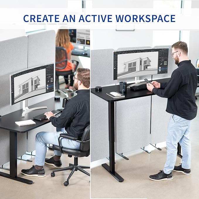 VIVO Electric 60 x 24 inch Stand Up Desk, Height Adjustable, White Dry Erase Top White Frame, Home and Office Furniture Sets, DESK-KIT-W06WE