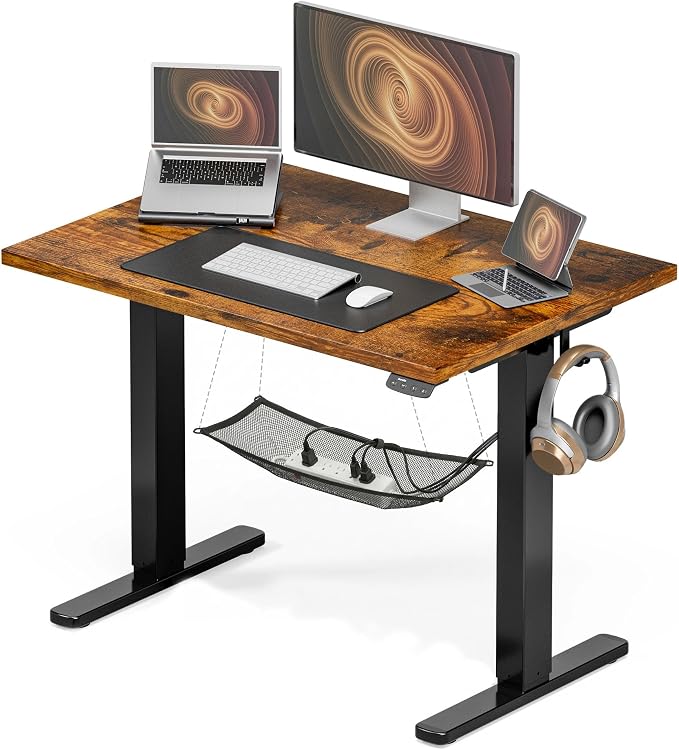 Acrolix Electric Standing Desk, Height Adjustable Home Office Desk with Memory Presets & Cable Management,Rustic Brown Sit Stand Desk for Work from Home, Ergonomic Computer Desk (40" x 24")