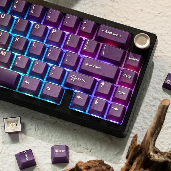 dagaladoo Purple Jade keycaps,Double Shot PBT keycaps Jelly Set,Ceramic Custom Keycap Translucent,Cherry Profile Key caps for 60%/65%/75%/TKL/96%/100% US Layout Mechanical Keyboard,121keys