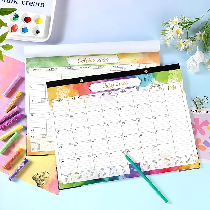 2026-2027 Desk Calendar - July 2026 - December 2027, 14.6" x 11.4" 2026-2027 Calendar, 18 Months Desk Calendar, Desk Pad, Colorful