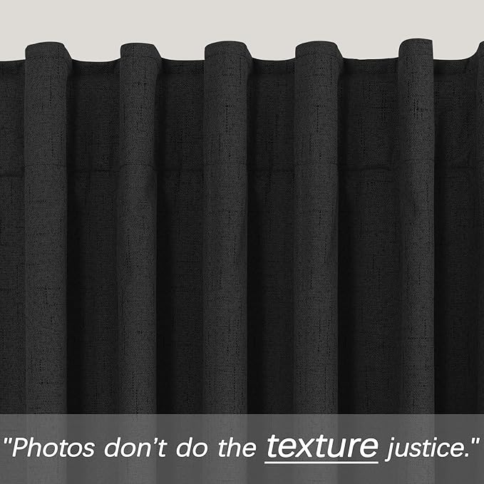 KOUFALL Short Curtains for Windows,Blackout Linen Black Out Curtains 54 Inch Long for Bedroom 2 Panels Set