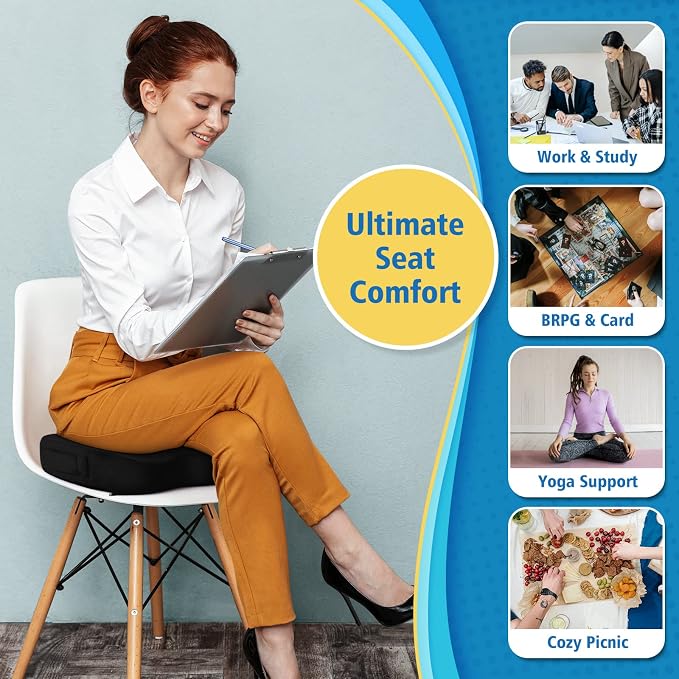 CloudBliss Gel Memory Foam Seat Cushion for Long Sitting, X-Large, Black | Gel Chair Pad for Tailbone, Coccyx, Sciatica , Soft Suede Cover, Non-Slip , Washable Mesh, for office, home, car