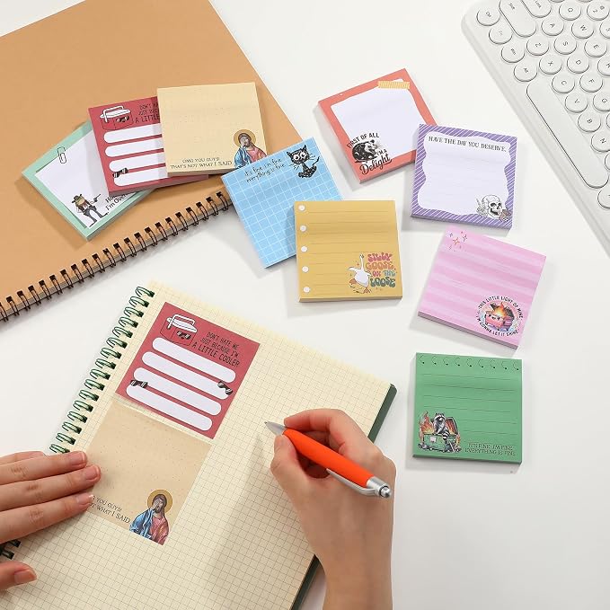 9 Pads Funny Sticky Notes 3x3 Inch Cute Self Stick Notepads Notes Adhesive Memo Pad Office Decor Gifts for Students School Teacher Meeting Office Supplies