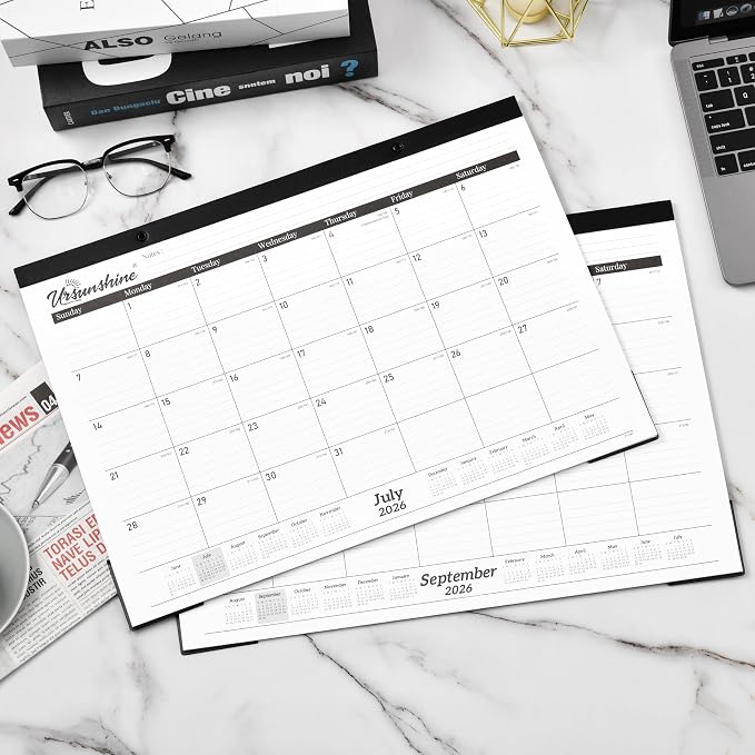 2026-2027 Desk Calendar - 18 Monthly Desk Calendar 2026-2027, Jul 2026 - Dec 2027, 17" x 12", Desk/Wall Calendar 2-in-1 with Notes, Corner Protector, Ruled Blocks - Standard
