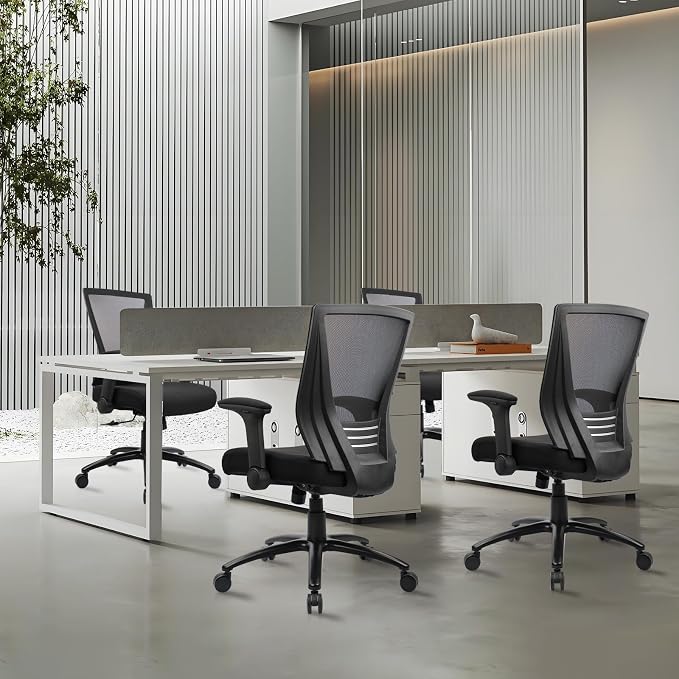 CLATINA Big and Tall Office Chair - Extra Wide Thick Seat, Heavy Duty High Back Executive Desk Chair with Adjustable Armrests, Ergonomic Mesh Computer Chair for Home Office Conference, 500LBS, 6 Pack