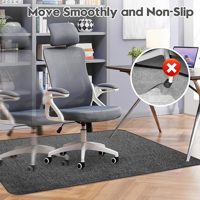 Sycoodeal Office Chair Mat for Hardwood & Tile Floor,Computer Gaming Chair Mat for Rolling Chairs Non-Curve, Anti-Slip, Heavy Duty Floor Protector for Home Office,Black (36" x 55")