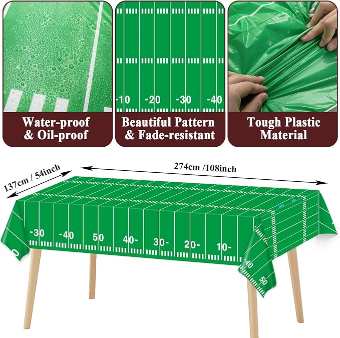 Football Party Supplies Serves 24 Football Party Paper Plates Napkins Set Sports Tablecloth Tableware Kit for Birthday Baby Shower Decorations Kids Boys Girls