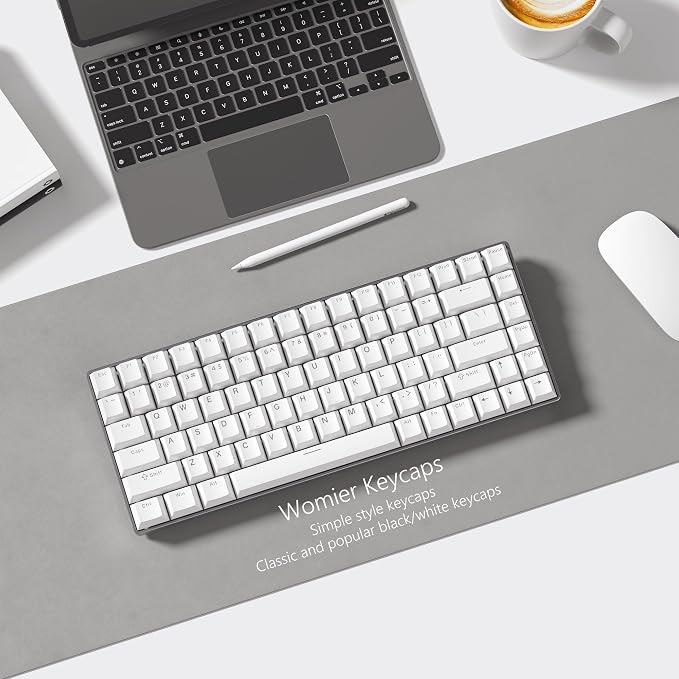 Womier White Keycaps for Mechanical Keyboard, Shine Through Key caps PBT Custom Keycap Doubleshot, Universal Compatiability for 60 75 100 Percent Cherry Gateron MX Switches Keyboard, White