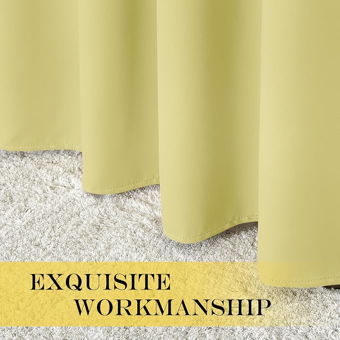 NICETOWN Blackout Curtain Drape 72 inch Long - Grommet Noise Reducing Thermal Insulated Modern Window Treatments for Bedroom Living Room (1 Panel, 52 x 72 Inch, Paler Yellow)