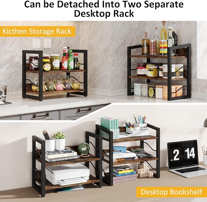 Hosfais Small Bookshelf with Drawer: 4-Tier Wood Book Shelf Industrial Narrow Bookcase Storage Organizer Metal Stackable Shelves for Desktop Bedroom Living Room Home Office (Rustic Brown)