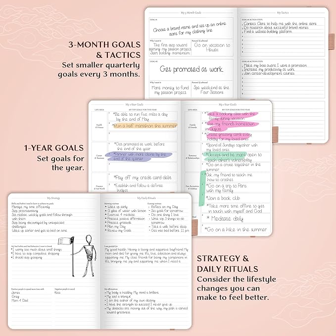Legend Undated Weekly Planner – Goal Planner Journal & Organizer Notebook – Agenda Book with Monthly Calendar & To-Do List, A5 (Rose Gold)